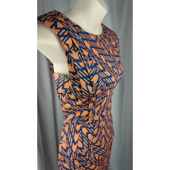 PLENTY by Tracy Reese Mini Sheath Dress Orange Blue African Wax Print Sexy XS 0 - Picture 3 of 6